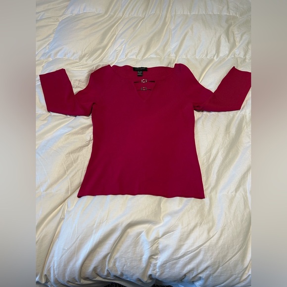 Cable & Gauge fuschia sz small women’s Spring sweater 3/4 sleeves, Easter, chic - Picture 6 of 9